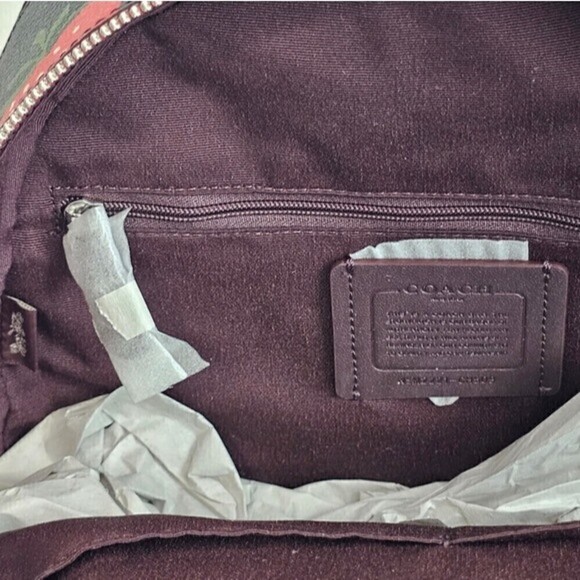 New! Coach Court Backpack Wild Strawberry Print Pebbled Leather Bag - Picture 13 of 15